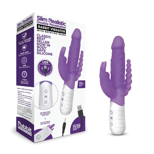 Artikelbild des Artikels “RABBIT ESSENTIALS Slim realistic double penetration purple “