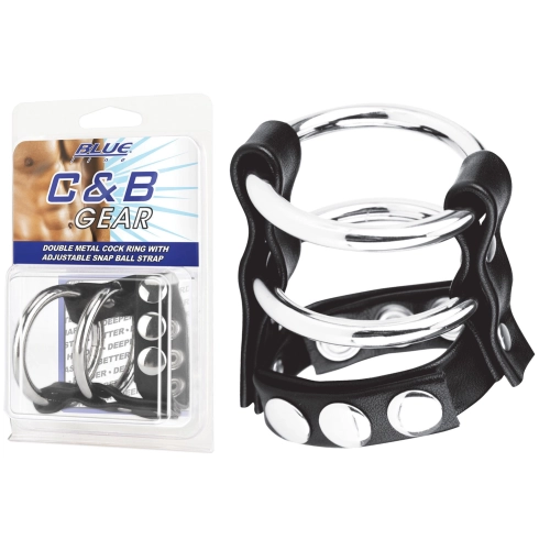 Artikelbild des Artikels “BLUE LINE C&B GEAR Double Metal Cock Ring With Adjust. Snap Ball Strap “