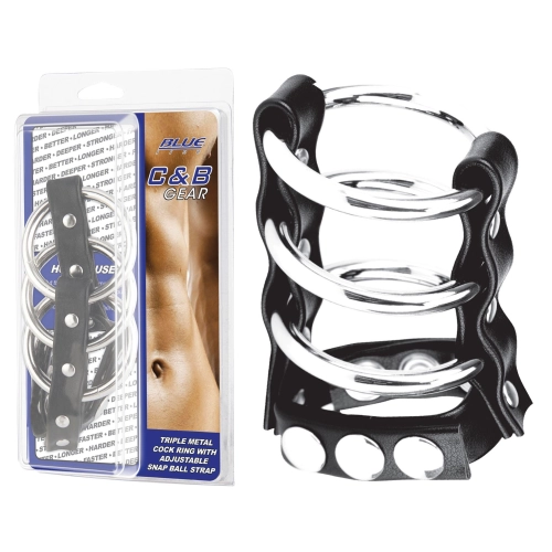 Artikelbild des Artikels “BLUE LINE C&B GEAR Triple Metal Cock Ring With Adjust. Snap Ball Strap “