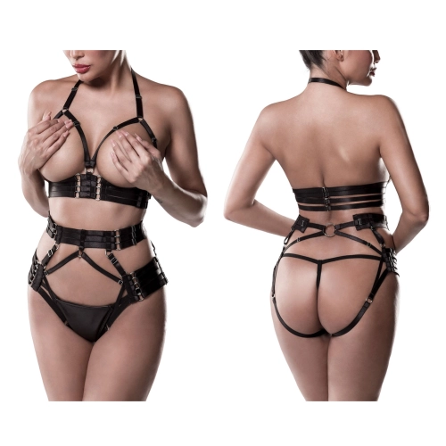 Artikelbild des Artikels “GREY VELVET 3-tlg.Set (Top, Harness, String) M “