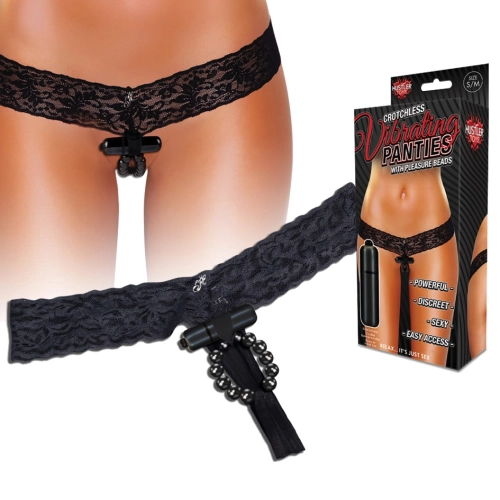 Artikelbild des Artikels “HUSTLER Vibrating Panties with pleasure beads black S/M “