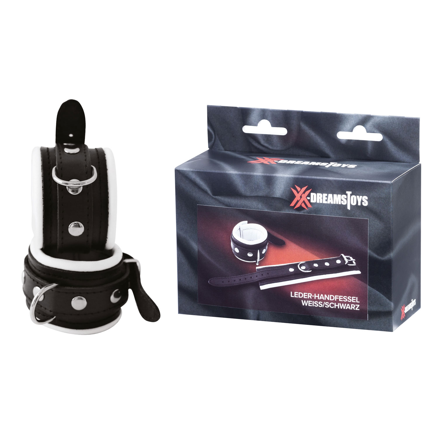  Artikelbild 1 des Artikels “XX-DREAMSTOYS Leder-Handfessel weiss/schwarz “