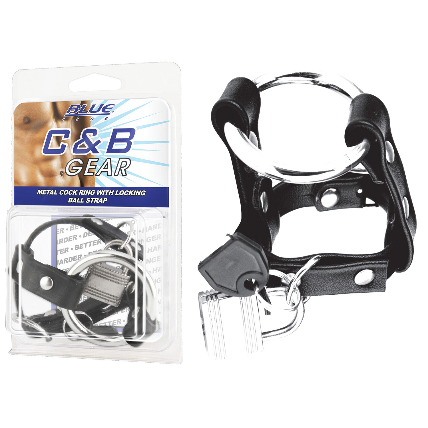  Artikelbild 1 des Artikels “BLUE LINE C&B GEAR Metal Cock Ring With Locking Ball Strap “