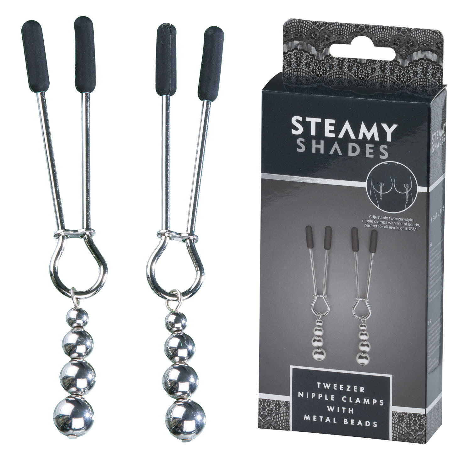  Artikelbild 1 des Artikels “STEAMY SHADES Tweezer Nipple Clamps with Metal Beads “
